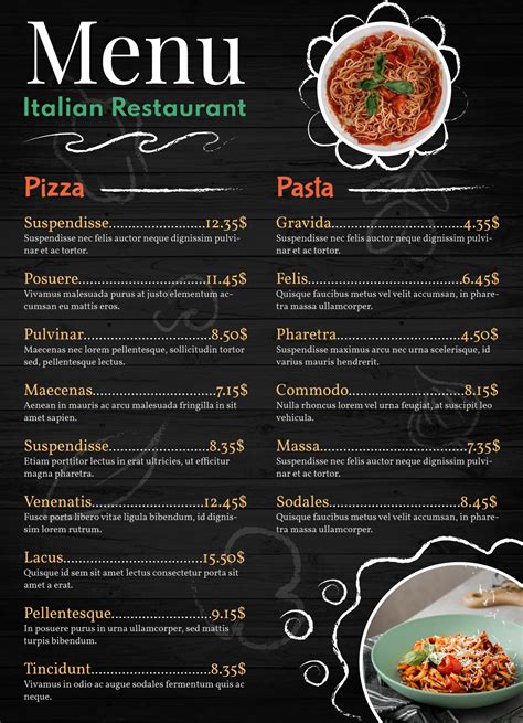 Italian Restaurant Menu Template Tunersread Com