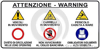 Italian Seaport Warning Road Sign Stock Photo Image 34301950