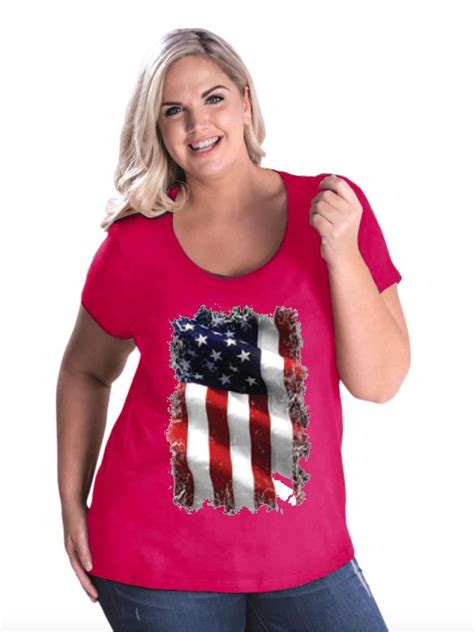 Iwpf Womens And Womens Plus Size American Flag 4Th Of July Curvy V