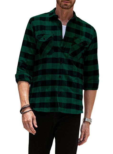 Jmierr Big And Tall Mens Casual Long Sleeve Button Down Shirts Plaid Flannel Shirts For Men