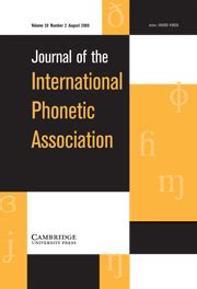 Journal Of The International Phonetic Association Volume 38