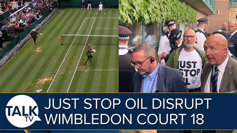 Just Stop Oil Protestors Disrupt Play At Wimbledon Youtube