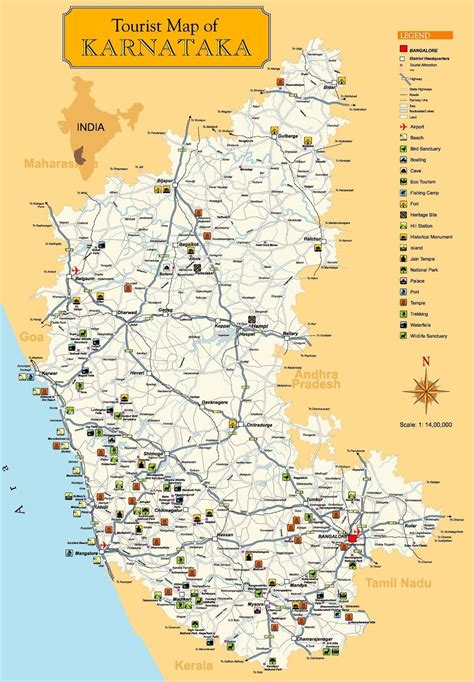 Karnataka Tourism Map Tourist Attractions In Karnataka Tourist