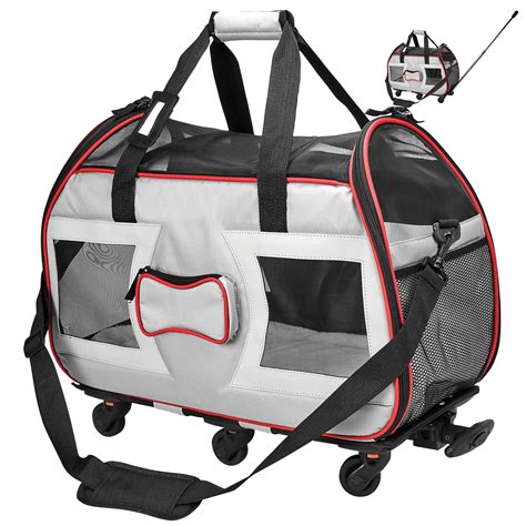 Katziela Rolling Pet Carrier Airline Approved Dog Carrier With