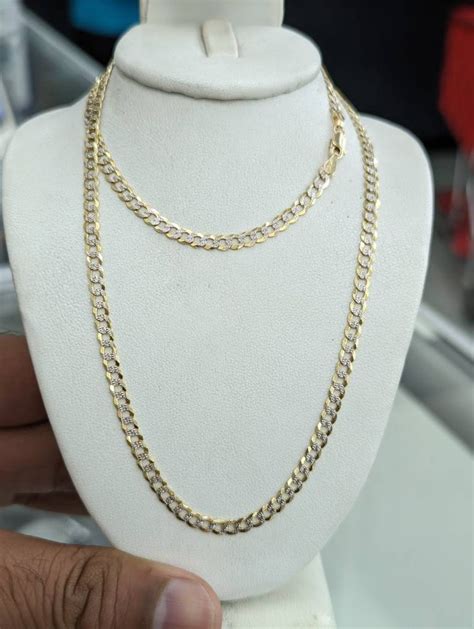 Kbn Jewelry 10Kt Real Solid Gold Cuban Diamondcut Chain 3 6Mm For Men