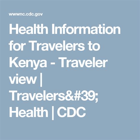 Kenya Cdc Travel Guidelines Travel Guides Tips