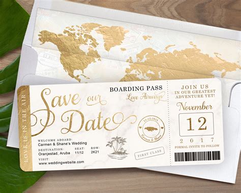 Key West Boarding Pass Save The Date Boarding Pass Etsy Destination Wedding Invitations