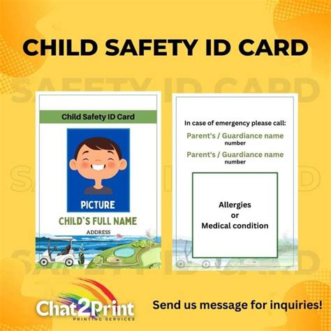 Kids Safely Identification Card Kids Identity Card Bag Tags And Id Card Chat2print Lazada Ph