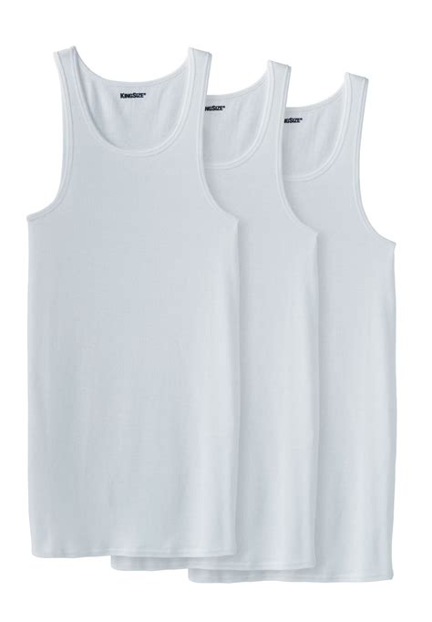 Kingsize Kingsize Men S Big Tall Cotton Tank Undershirt 3 Pack