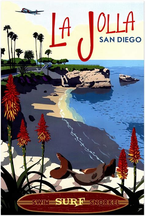 La Jolla San Diego Vintage Travel Poster Retro Posters Ebay