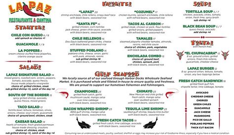 5 Ways La Paz Destin Menu