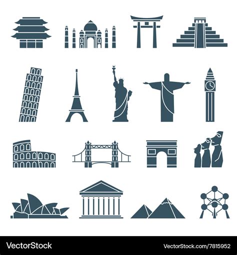 Landmark Icons Royalty Free Vector Image Vectorstock