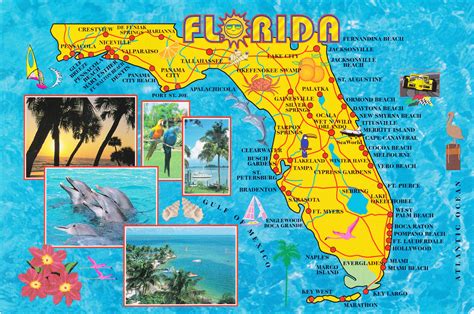 Large Detailed Tourist Map Of Florida State Vidiani Com Maps Of All Countries In One Place