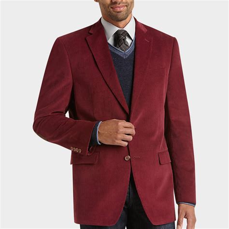 Lauren By Ralph Lauren Burgundy Corduroy Classic Fit Sport Coat