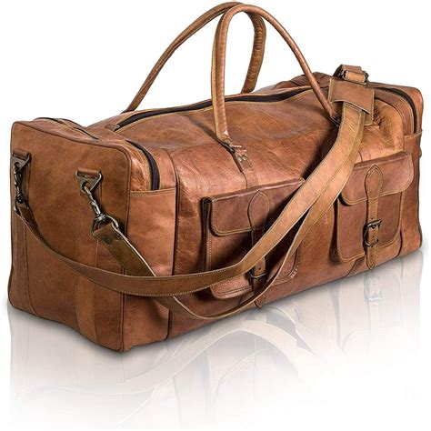 Leather Large 32 Inch Duffel Bags For Men Holdall Leather Travel Bag Overnight Gym Sports