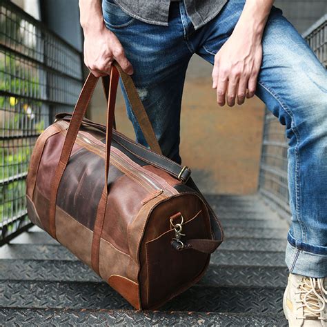 Leather Mens Cool Small Weekender Bag Travel Bag For Men Mens Travel