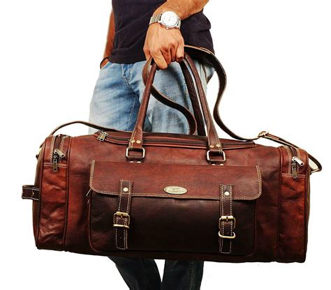 Leather Travel Bag For Men Duffle Bag Gym Sports Overnight Weekend