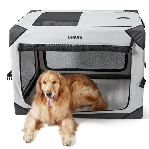 Lesure Collapsible Dog Crate Portable Dog Travel Crate Kennel For Extra Large Dog 4 Door Pet