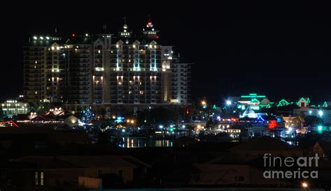 Lights Of Destin Florida Entertainment District At Night Photograph By