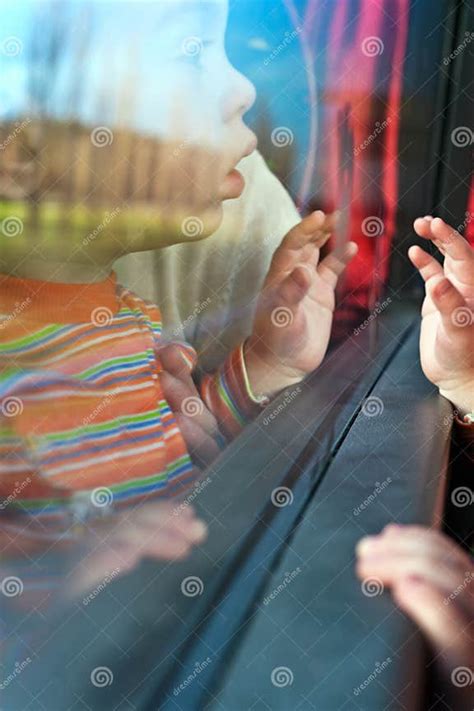 Little Traveler Looking Out Of Bus Window Stock Photo Image Of Train Boys 23059386