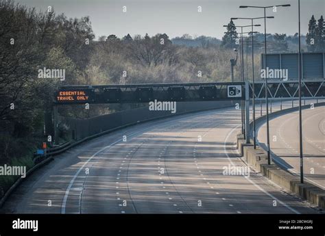 London Uk April 5 2020 Empty M25 Motorway Due To Coronovirus