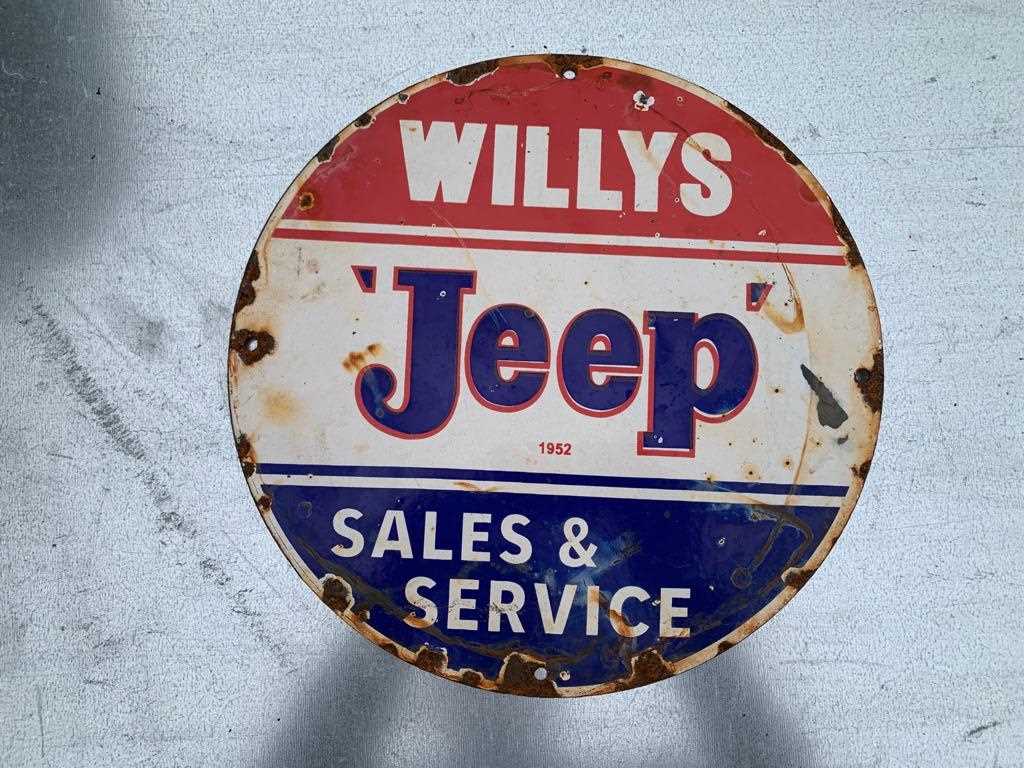 Lot 157 Willy Amp 39 S Jeep Sales Amp Service Enamel Sign 12 Amp Quot