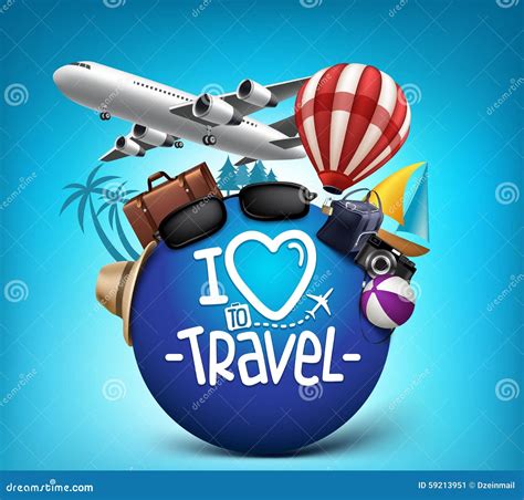 Love Traveling Around World Design Background Stock Vector Royalty