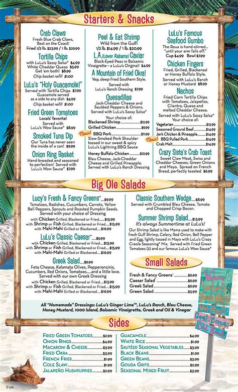 Lulu's Destin Menu