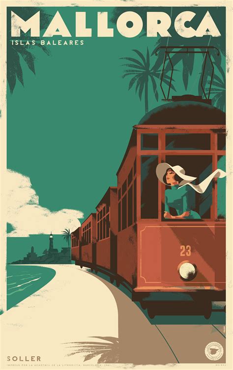 Mallorca Posters Retro Travel Poster Vintage Travel Posters Art Deco Posters