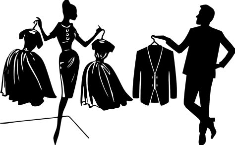 Man And Woman Shopping Clothes Silhouette