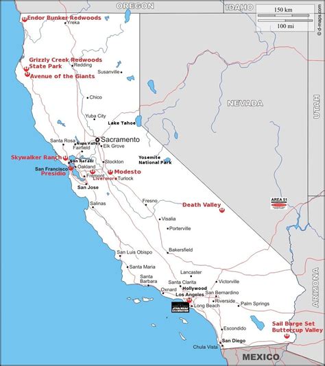 Map Of California Showing The Shooting Location And Other Important California Destinations