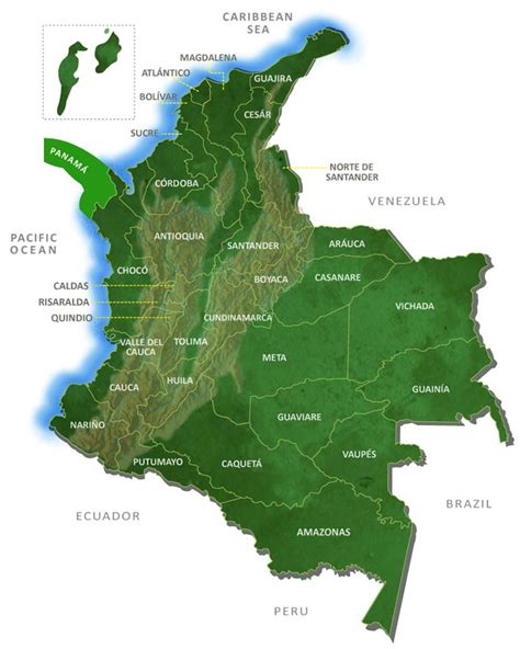 Map Of Colombia Departments Colombia Travel Guide