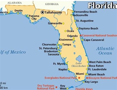 Map Of Florida Orlando Miami Tampa Key West Sarasota Miami Key