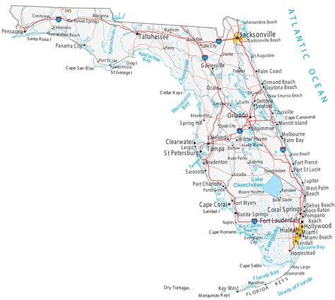 Map Of Florida With Cities And Highways Elysee Millicent