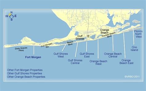 Map Of Orange Beach Fort Morgan Alabama Gulf Shores Vacation