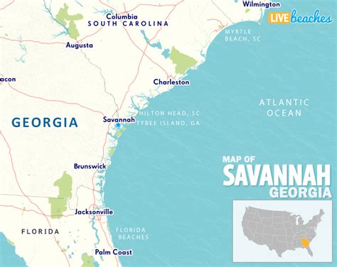 Map Of Savannah Georgia Live Beaches