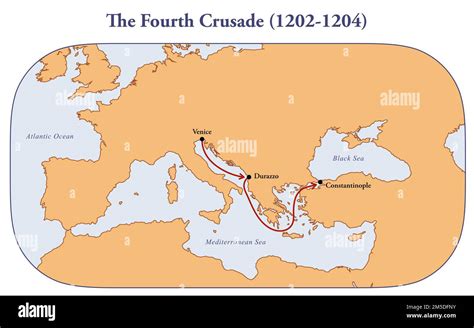 Map Of The Fourth Crusade Route Stock Photo Alamy