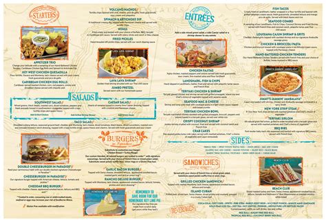 Margaritaville Destin Menu Options