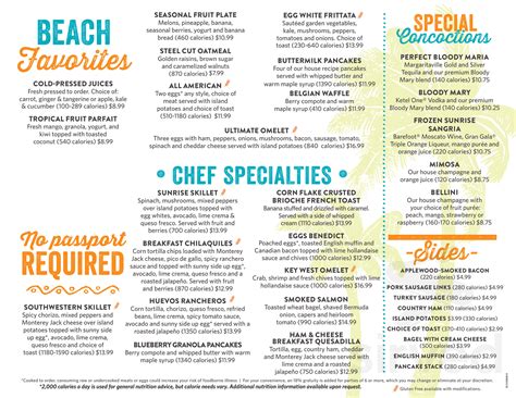 Margaritaville Restaurant Menu In Hollywood Beach Florida