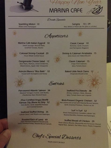 Marina Cafe Destin Menu