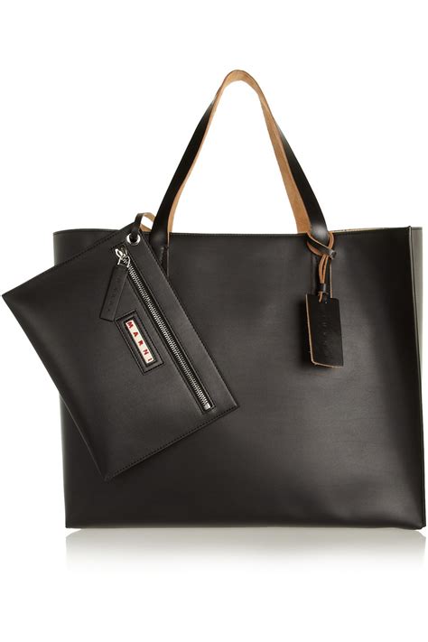 Marni Large Faux Leather Tote In Black Lyst