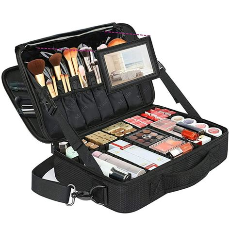 Matein 16 Amp Quot Black Makeup Travel Case Accessories Organizer Large Cosmetic Toiletry Bag Walmart Com