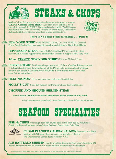 McGuire's Destin FL Menu