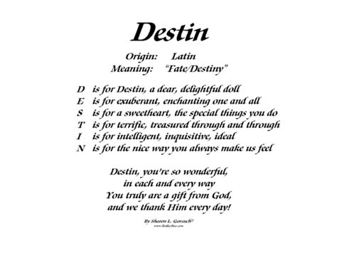 Meaning Of Destin Lindseyboo