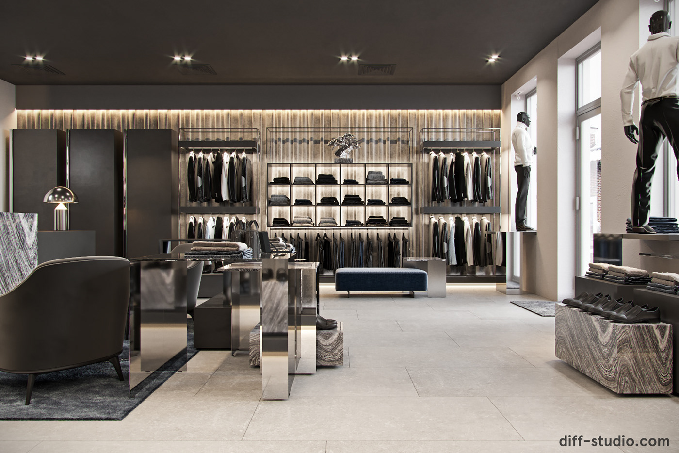 Men Amp 39 S Clothing Store In Kiev On Behance Store Design Interior Clothing Store Design Fashion