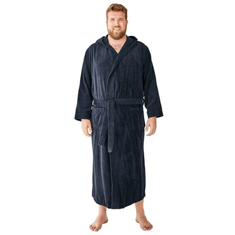 Men S Clothing Kingsize Men S Big Tall Terry Velour Hooded Maxi Robe