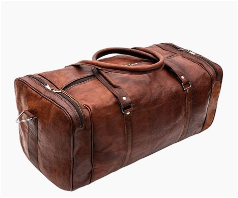 Men S Premium Quality Leather Heavy Duty Suitcase Travel Luggage Duffel