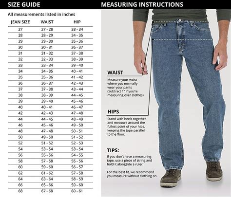 Men Stacked Jeans Size Guide Wrangler Five Star Premium Denim Regular