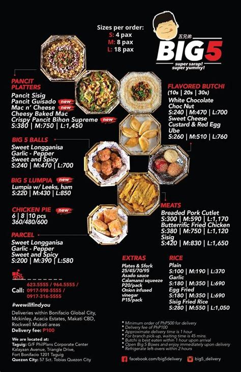 Menu At Big 5 Restaurant Taguig