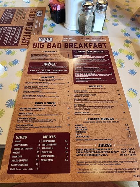 Menu At Big Bad Breakfast Franklin Restaurant Franklin